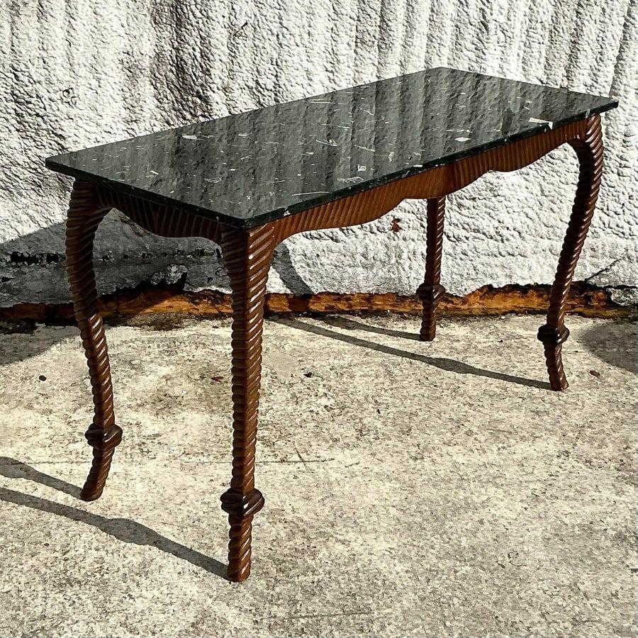Vintage Regency Carved Rope Console Table In Good Condition For Sale In west palm beach, FL