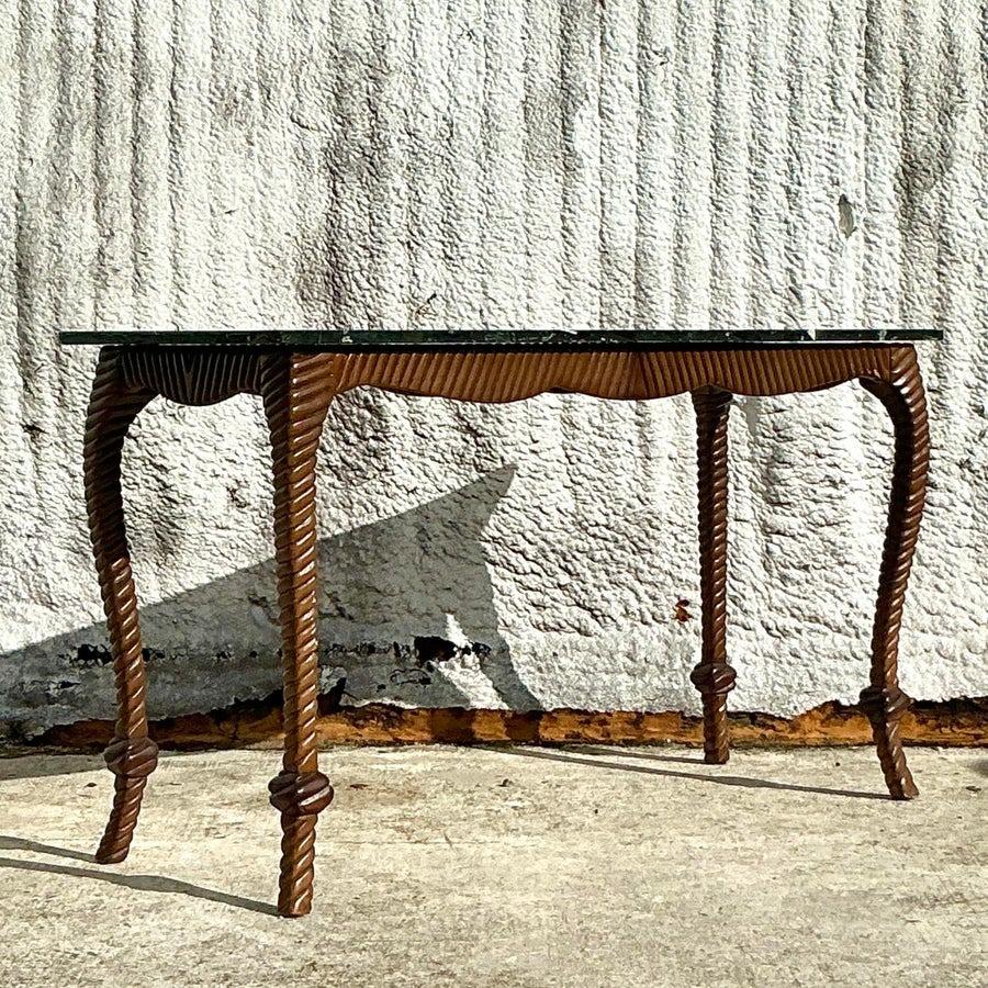 Vintage Regency Carved Rope Console Table For Sale 2