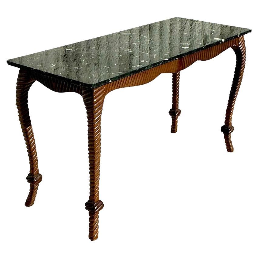 Tavolo consolle in corda intagliata di epoca Regency