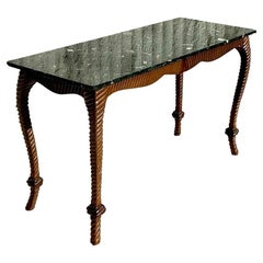 Tavolo consolle in corda intagliata di epoca Regency