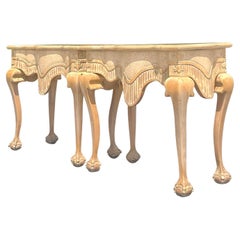 Vintage Regency Carved Ruffle Console Table - a Pair