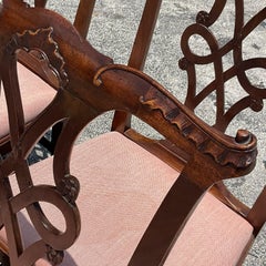 Vintage Regency Carved Ruffle Dining Chairs - Set of 6
