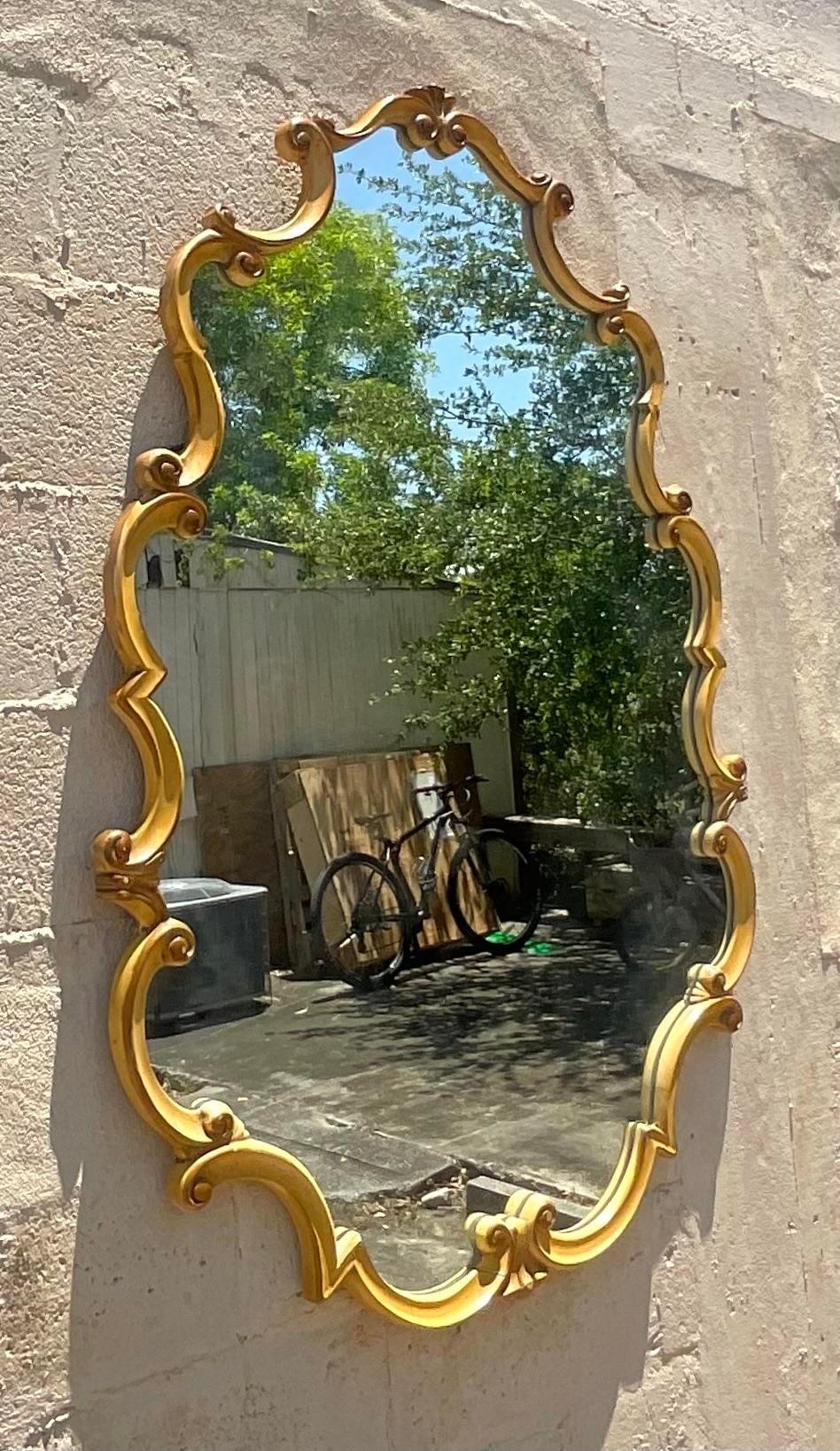 American Vintage Regency Carved Scroll Mirror For Sale