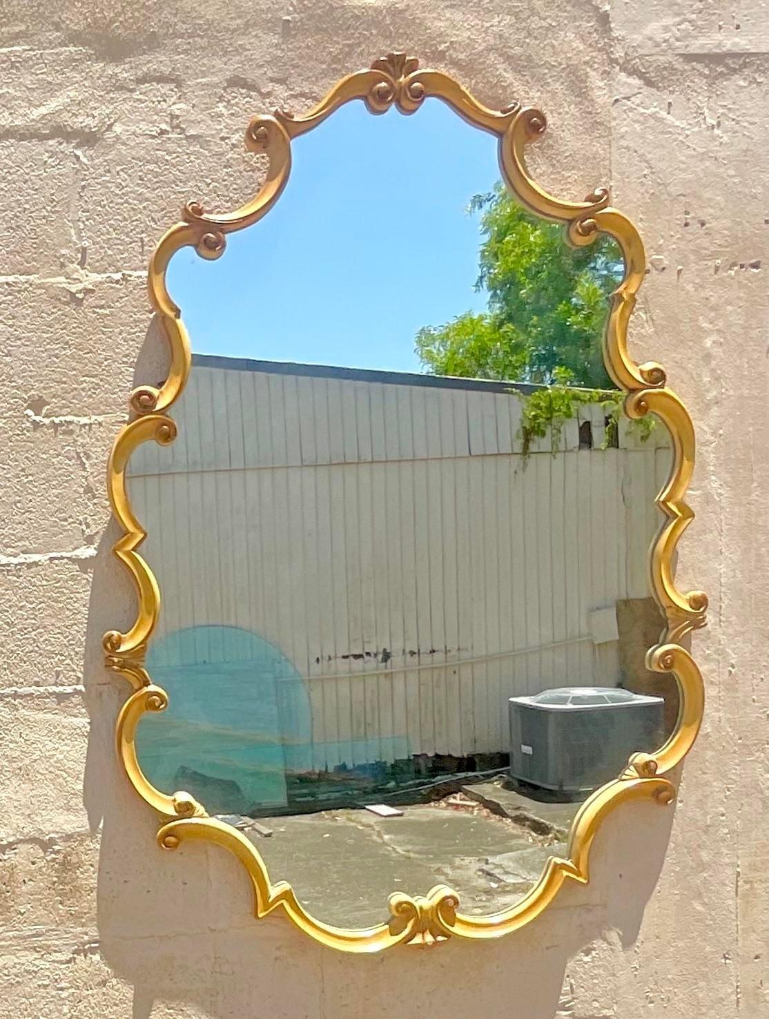 Vintage Regency Carved Scroll Mirror For Sale 1