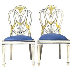 Vintage Regency Carved Swag Chairs - a Pair