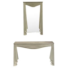 Vintage Regency Carved Swag Console Table and Mirror
