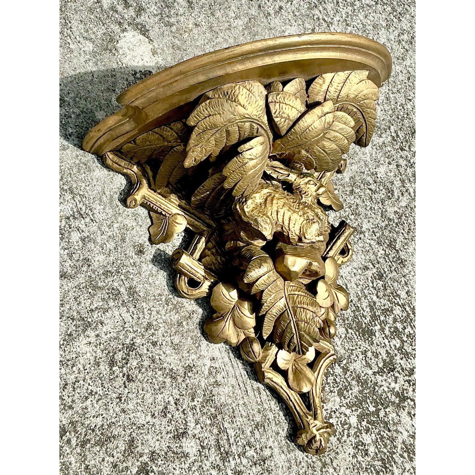 Vintage Regency geschnitzt Holz vergoldet Halterung (Vergoldetes Holz) im Angebot