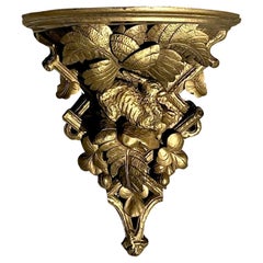 Staffa vintage in Wood Wood intagliato e dorato