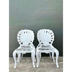 Vintage Regency Cast Aluminum Dining Chairs - Set of 4