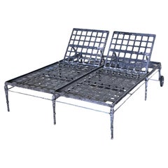 Vintage Regency Cast Aluminum Double Chaise Lounge After Michael Taylor