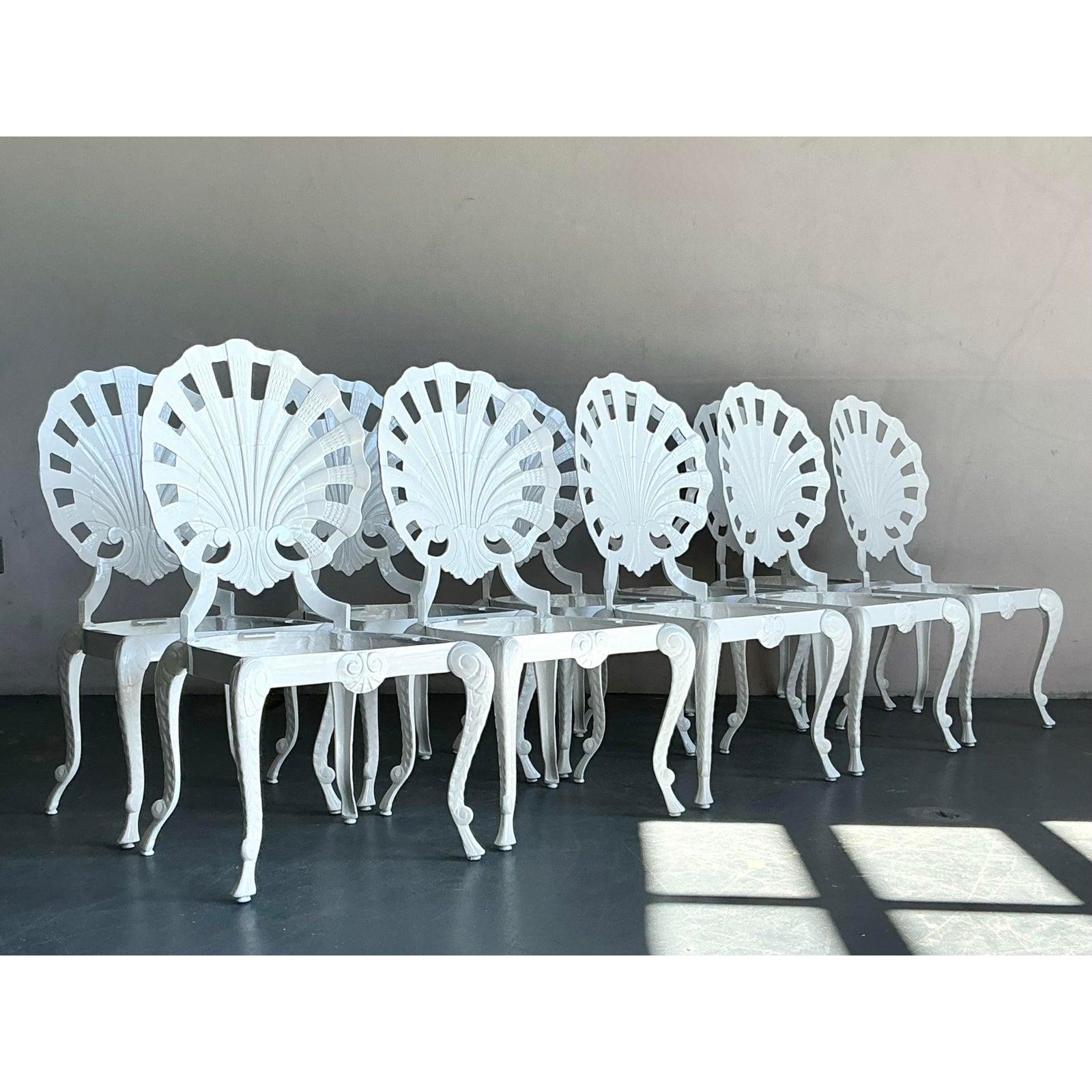 Vintage Regency Cast Aluminum Grotto Chairs - Set of 10 For Sale 4