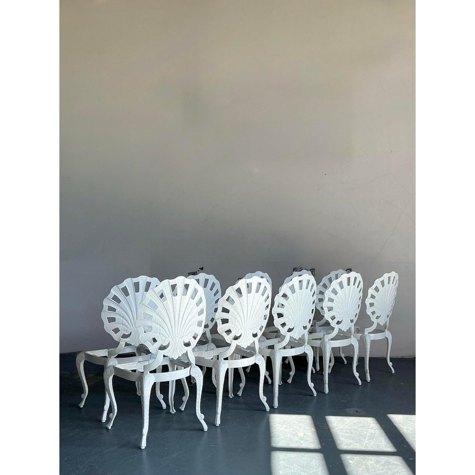 Vintage Regency Cast Aluminum Grotto Chairs - Set of 10 For Sale 5