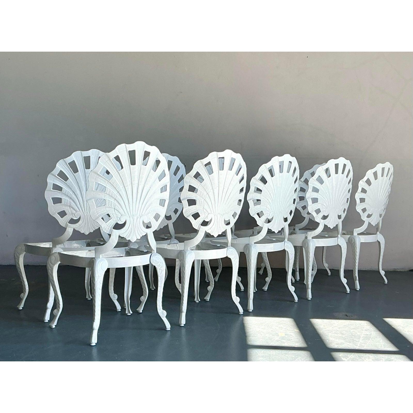 American Vintage Regency Cast Aluminum Grotto Chairs - Set of 10 For Sale