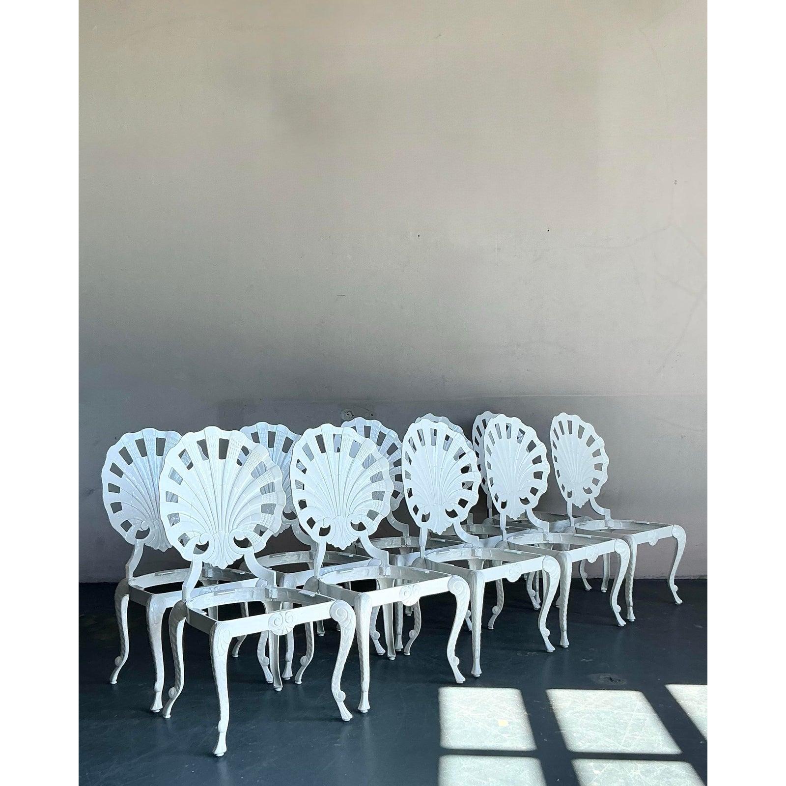 Vintage Regency Cast Aluminum Grotto Chairs - Set of 10 For Sale 1
