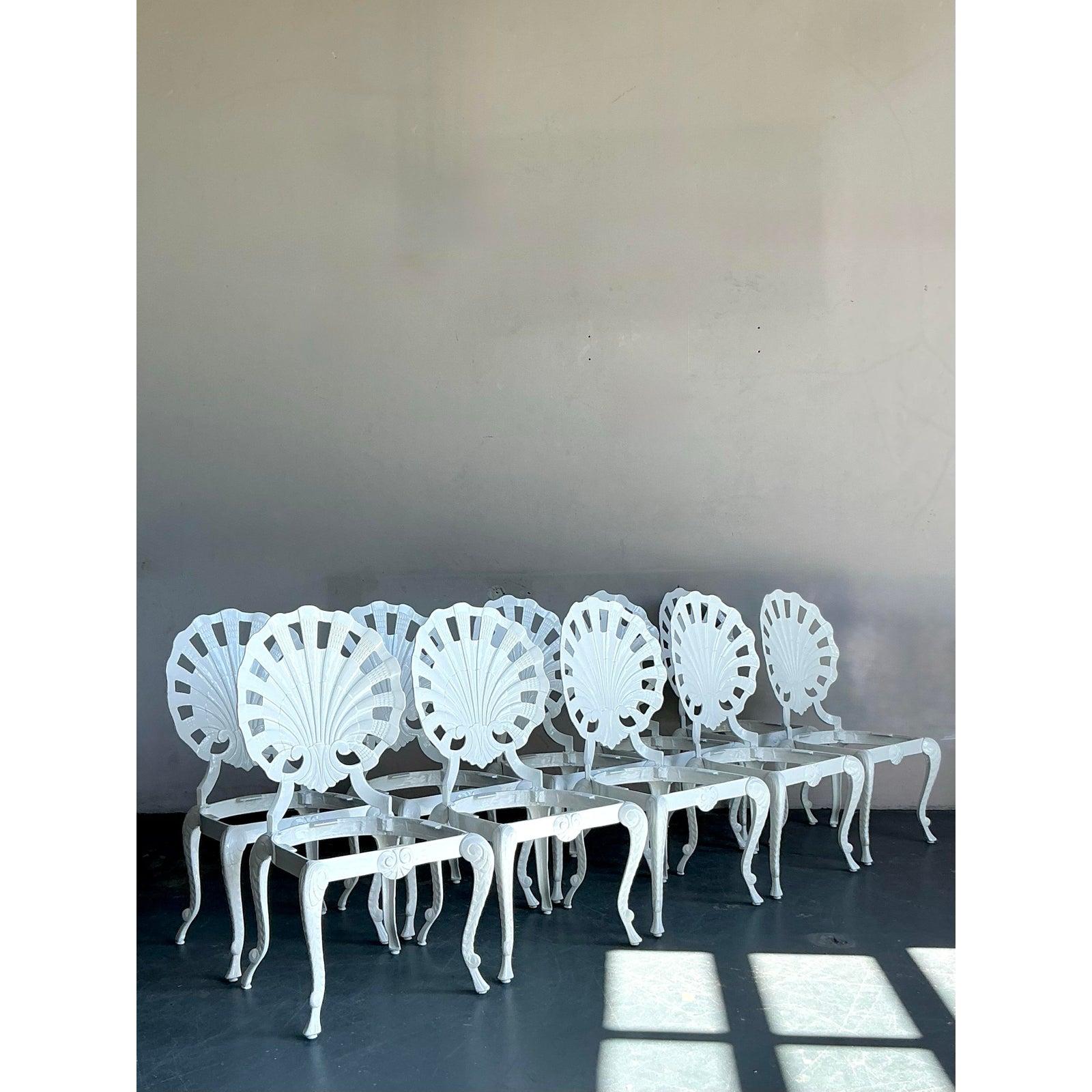 Vintage Regency Cast Aluminum Grotto Chairs - Set of 10 For Sale 2