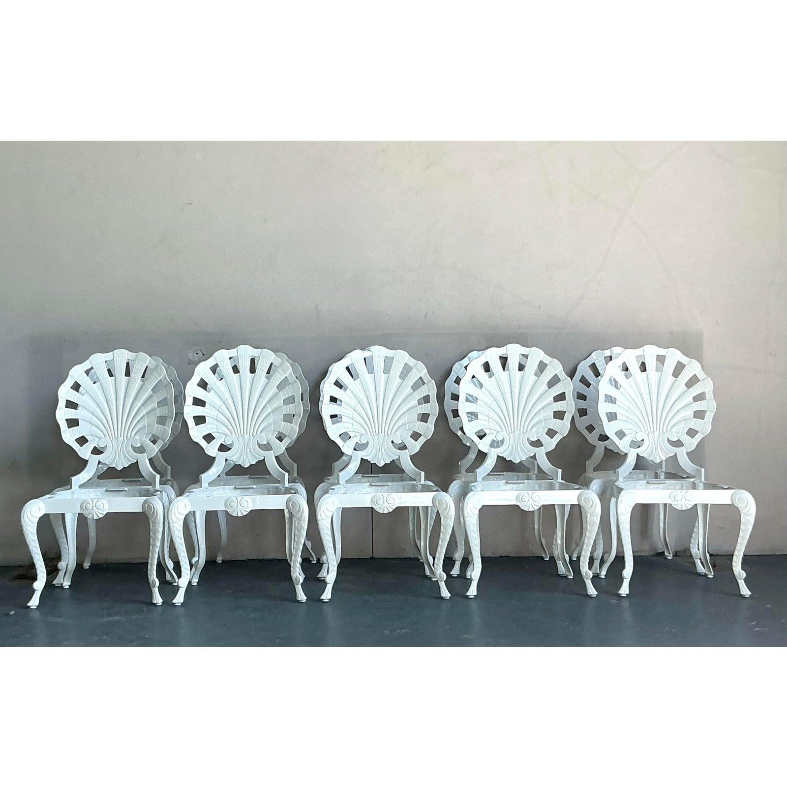 Vintage Regency Cast Aluminum Grotto Chairs - Set of 10 For Sale 3