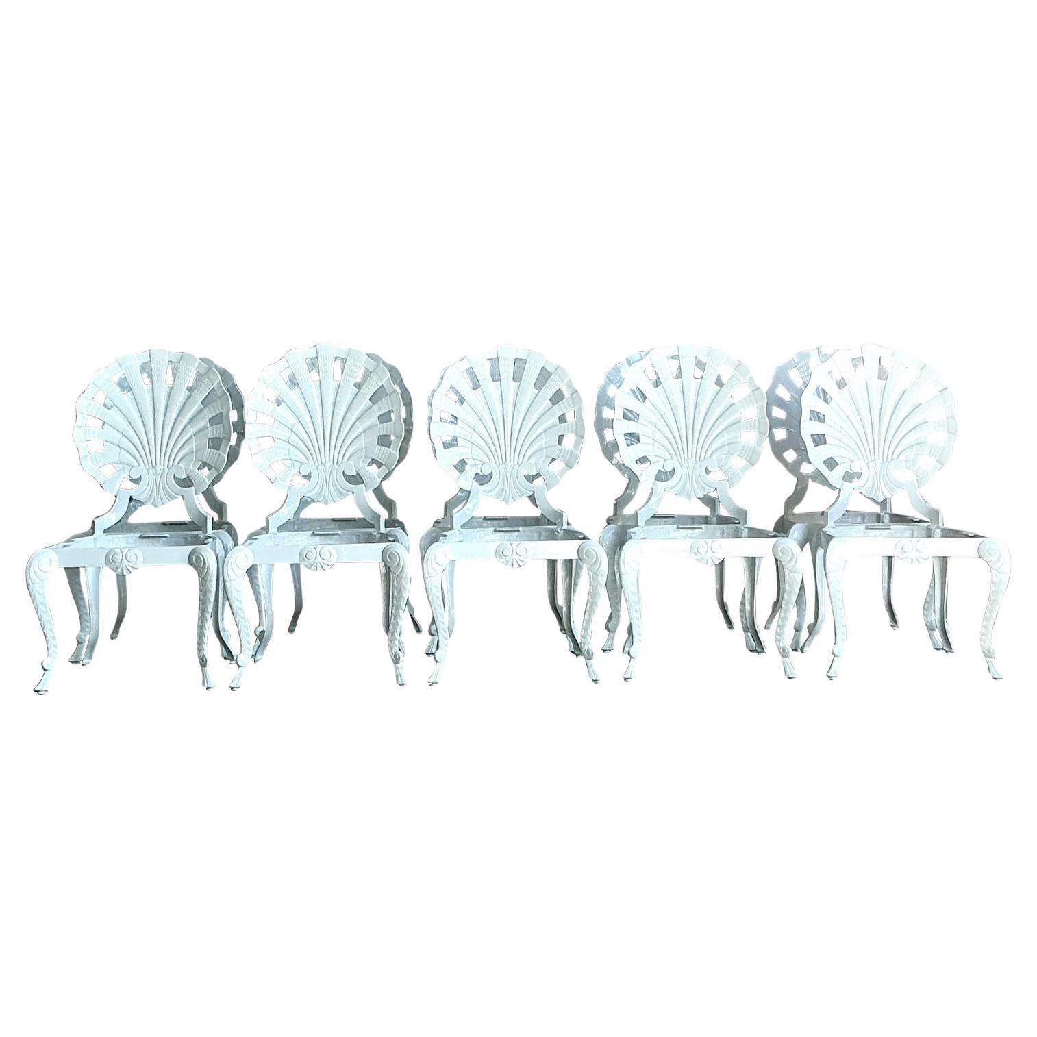Vintage Regency Cast Aluminum Grotto Chairs - Set of 10 For Sale