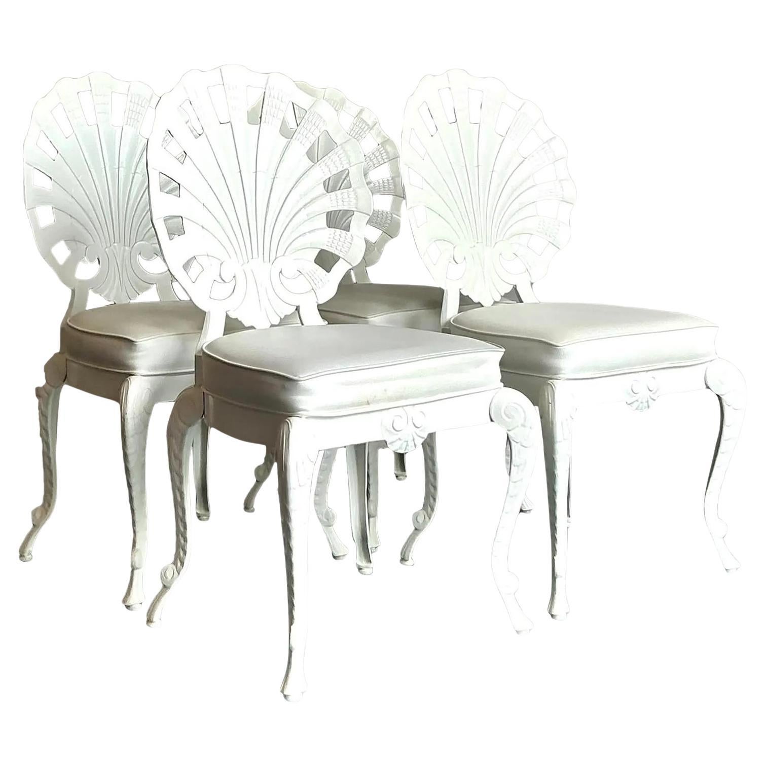 Sedie da grotta in alluminio fuso vintage Regency - Set di 4 sedie in vendita