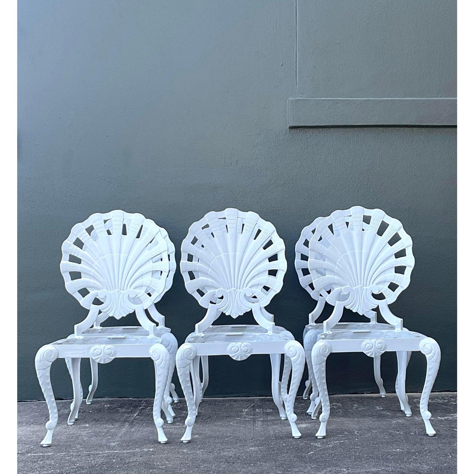 Vintage Regency Cast Aluminum Grotto Chairs - Set of 6 im Angebot 4