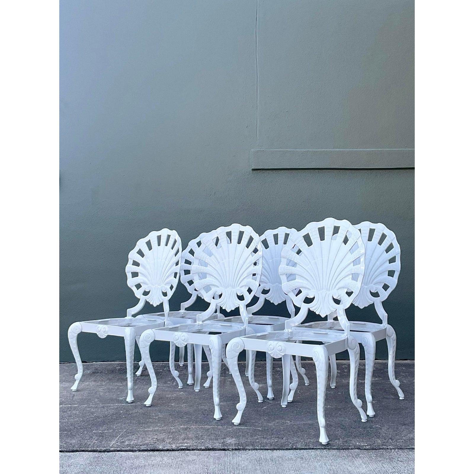 Vintage Regency Cast Aluminum Grotto Chairs - Set of 6 (Aluminium) im Angebot