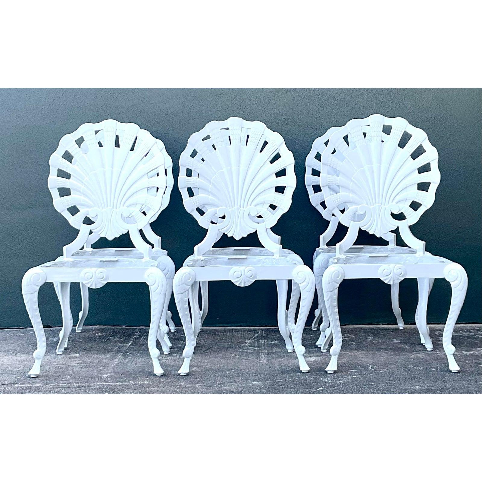 Vintage Regency Cast Aluminum Grotto Chairs - Set of 6 im Angebot 1
