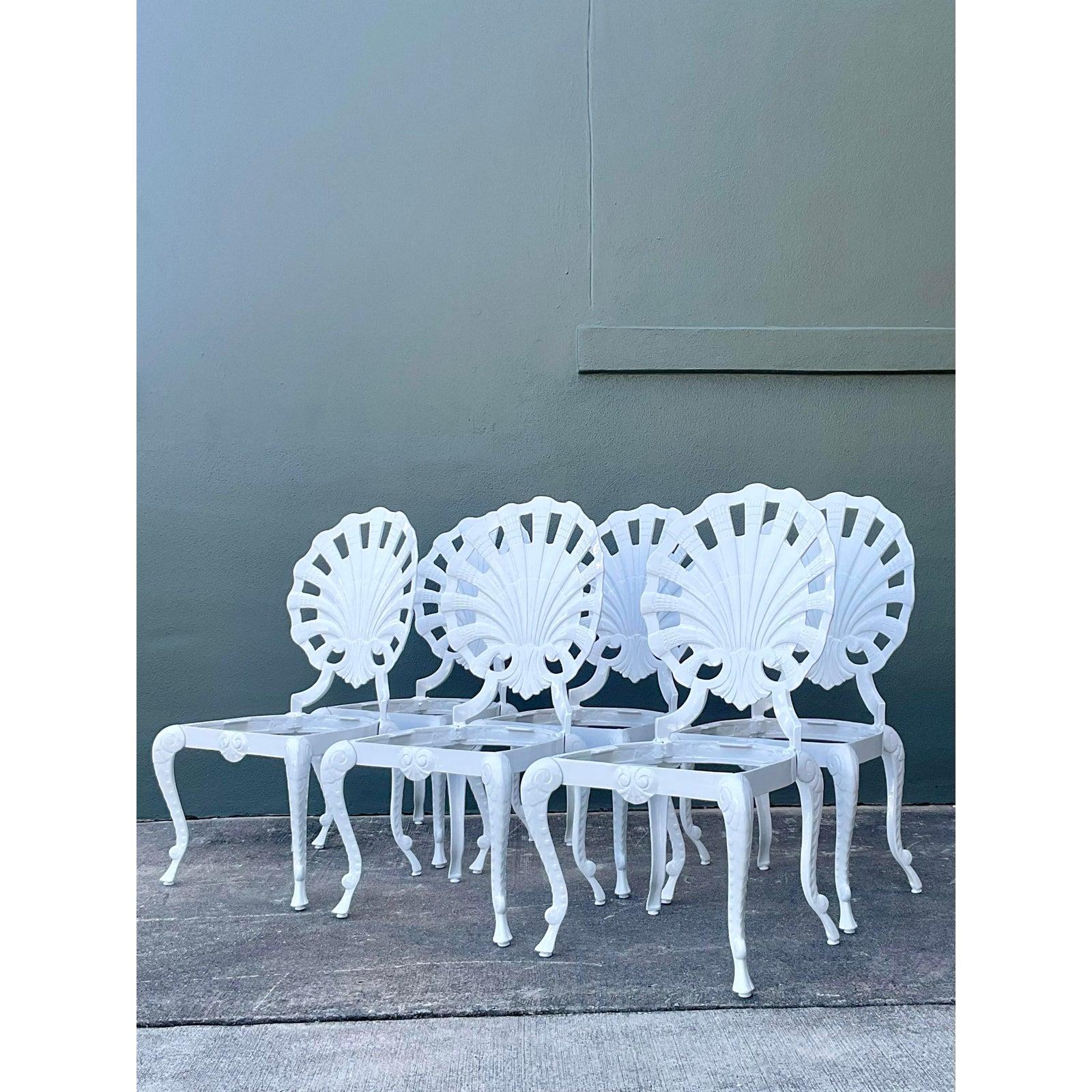 Vintage Regency Cast Aluminum Grotto Chairs - Set of 6 im Angebot 2