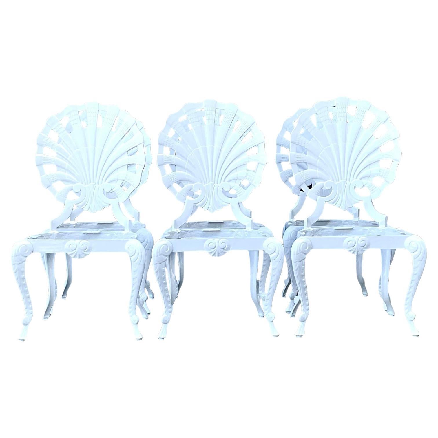 Vintage Regency Cast Aluminum Grotto Chairs - Set of 6