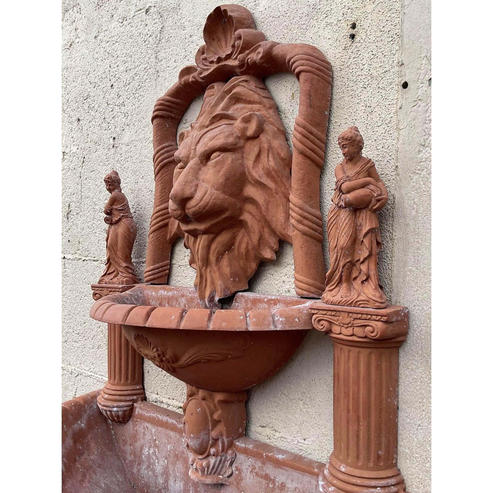 Américain Fontaine à t�ête de lion en fonte d'aluminium Vintage Regency