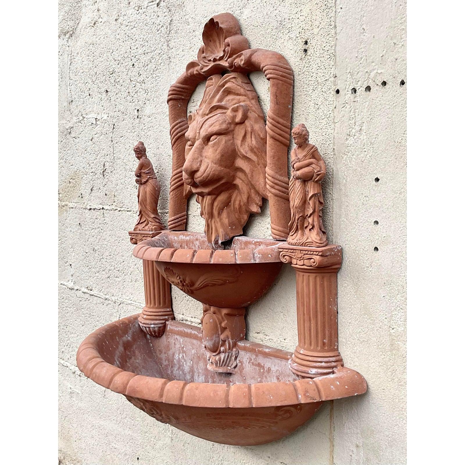 20ième siècle Fontaine à tête de lion en fonte d'aluminium Vintage Regency