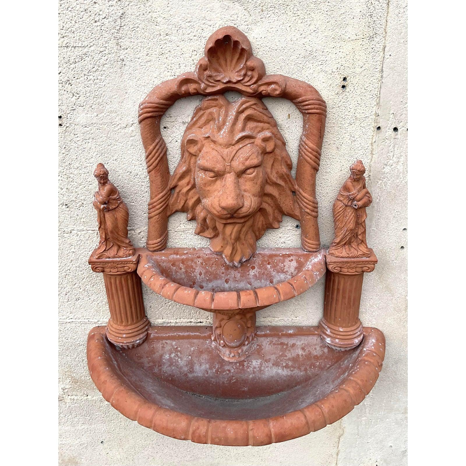 Fontaine à tête de lion en fonte d'aluminium Vintage Regency 1