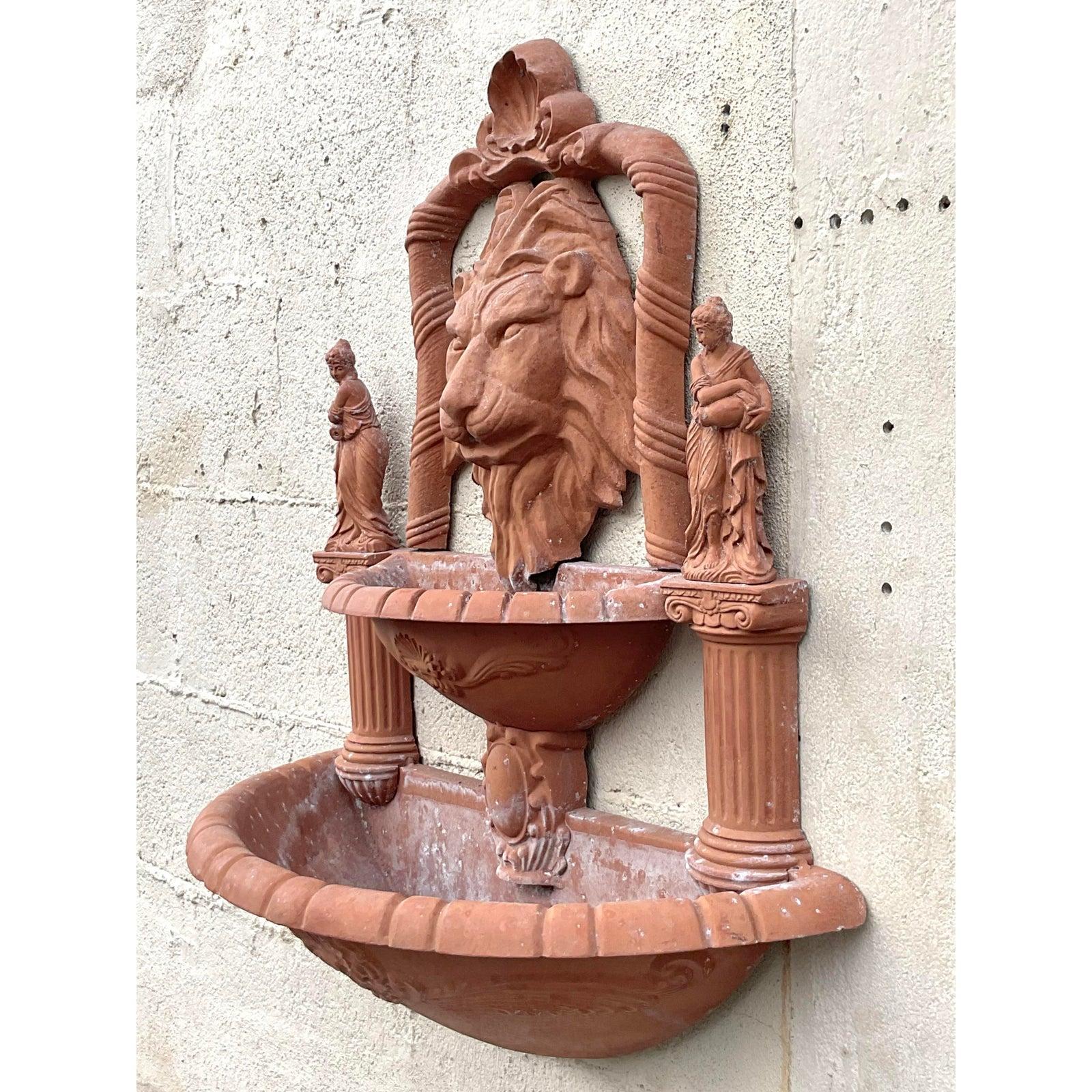 Fontaine à tête de lion en fonte d'aluminium Vintage Regency 2
