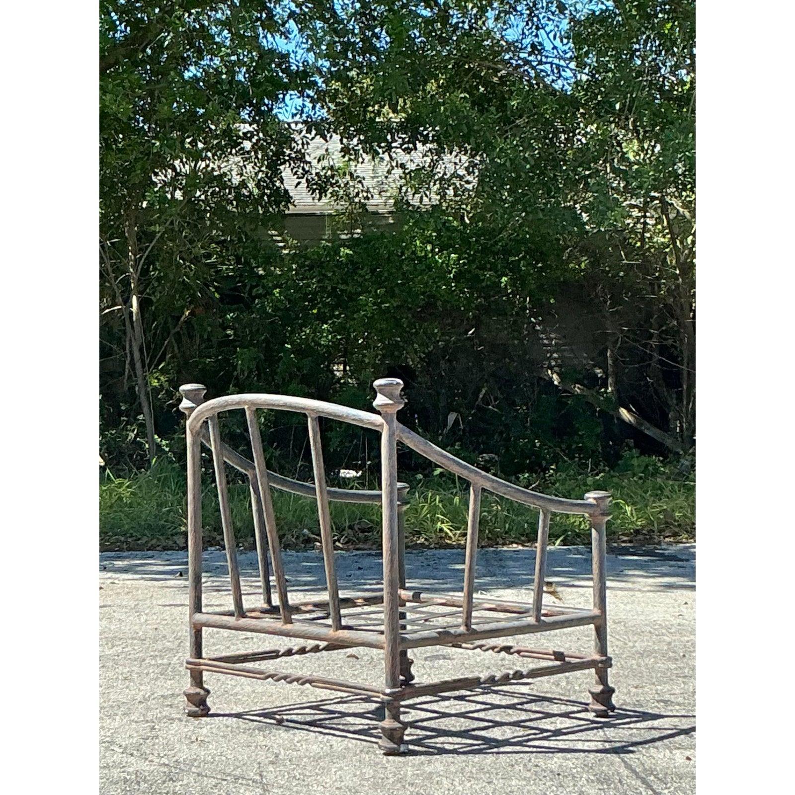 Vintage Regency Cast Aluminum Lounge Chair For Sale 5