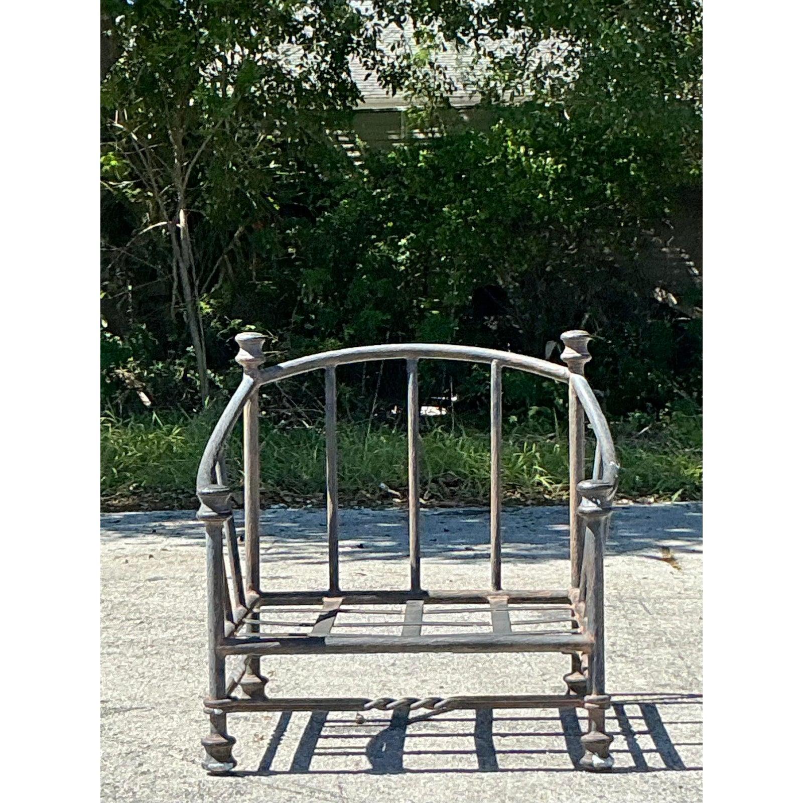Vintage Regency Cast Aluminum Lounge Chair For Sale 6