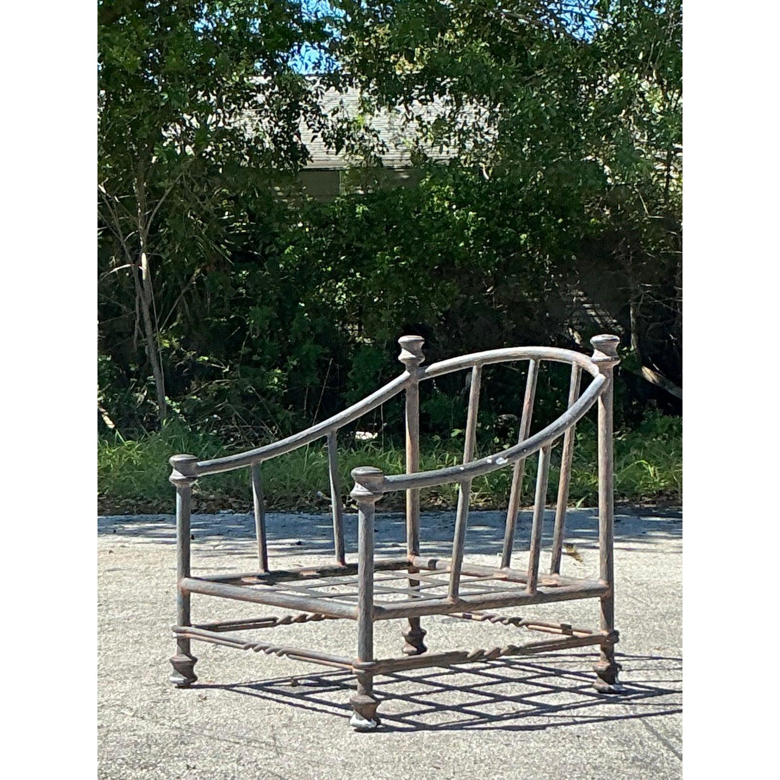 20th Century Vintage Regency Cast Aluminum Lounge Chair For Sale