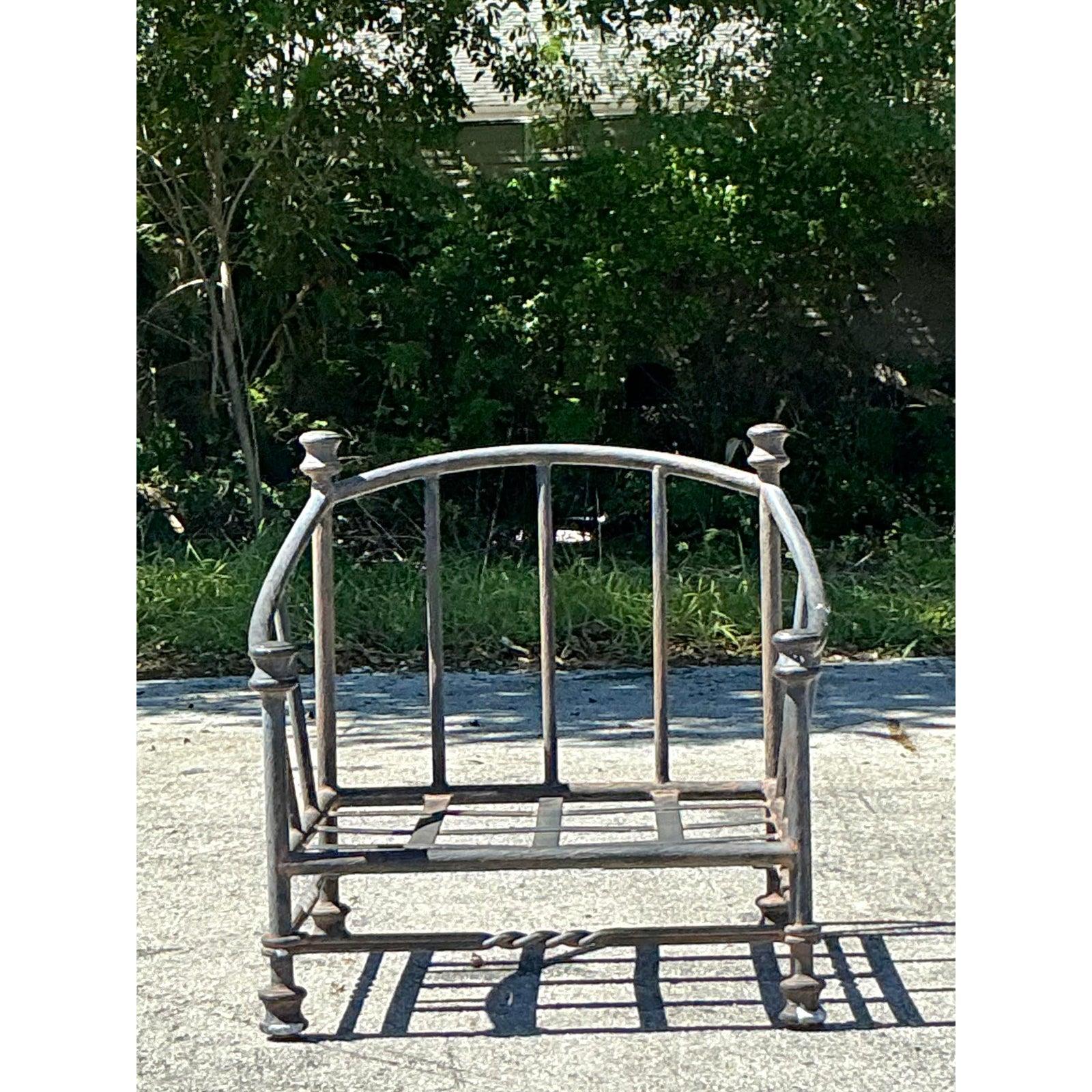 Vintage Regency Cast Aluminum Lounge Chair For Sale 2