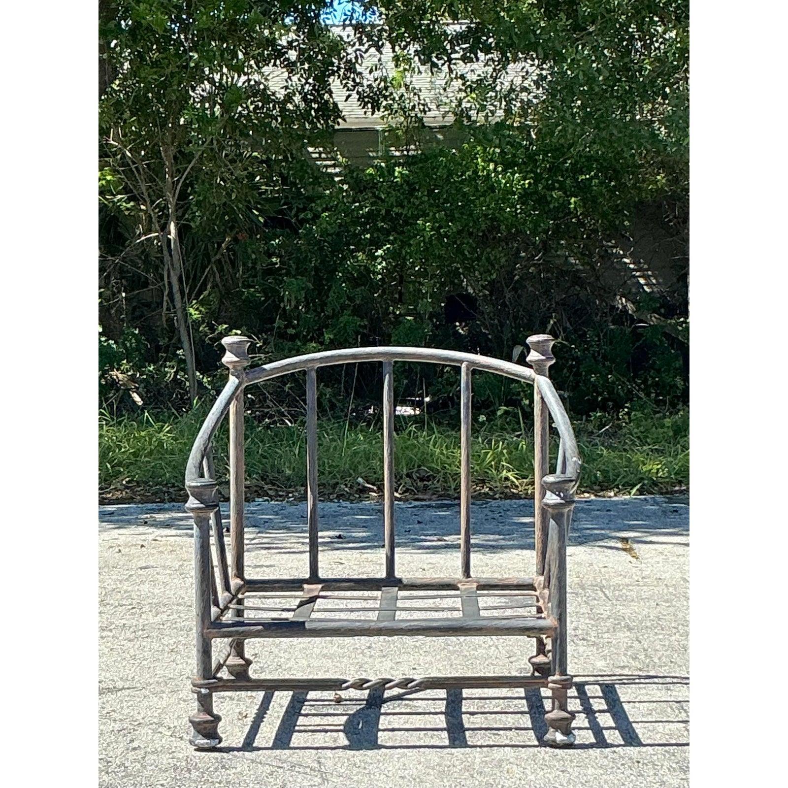 Vintage Regency Cast Aluminum Lounge Chair For Sale 3