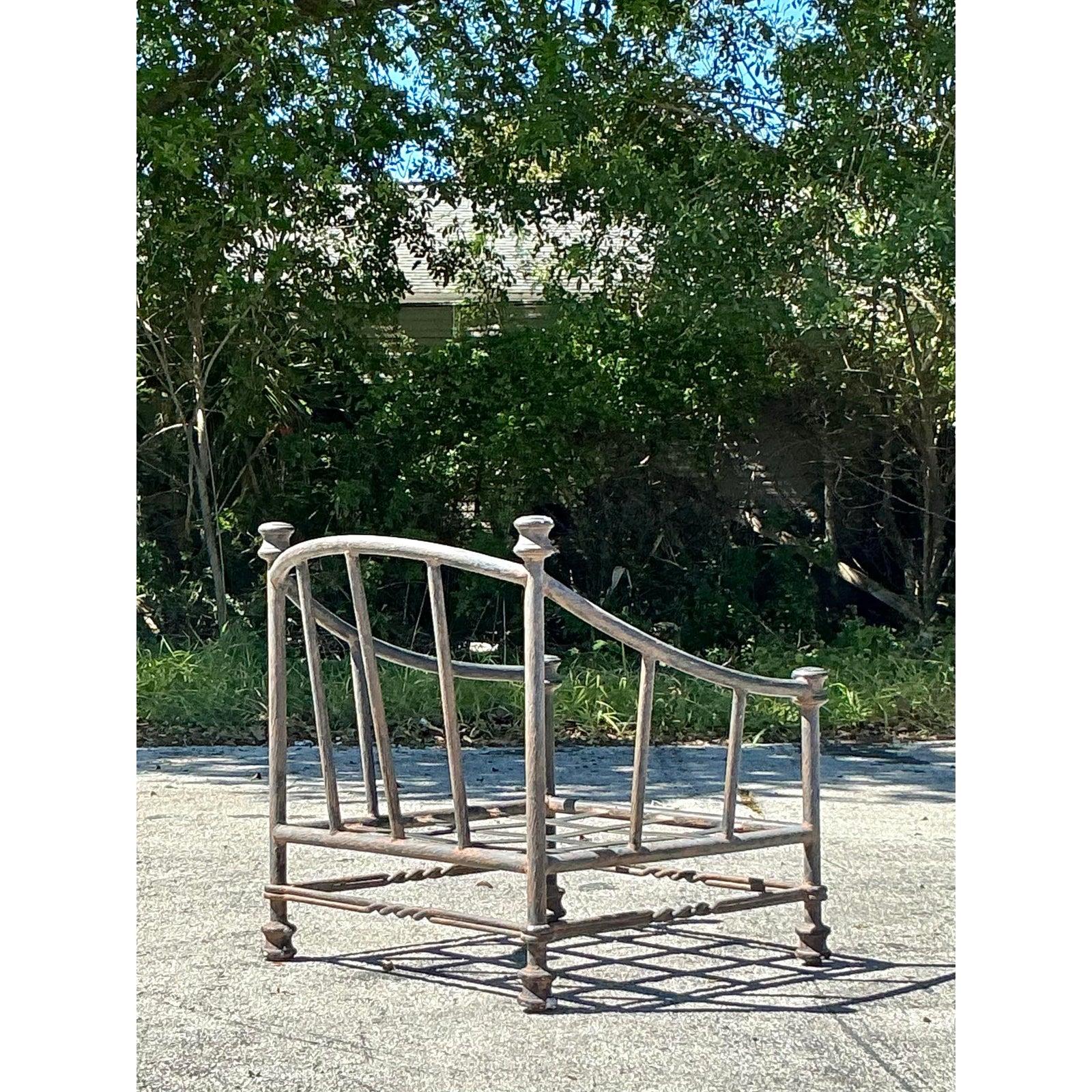Vintage Regency Cast Aluminum Lounge Chair For Sale 4