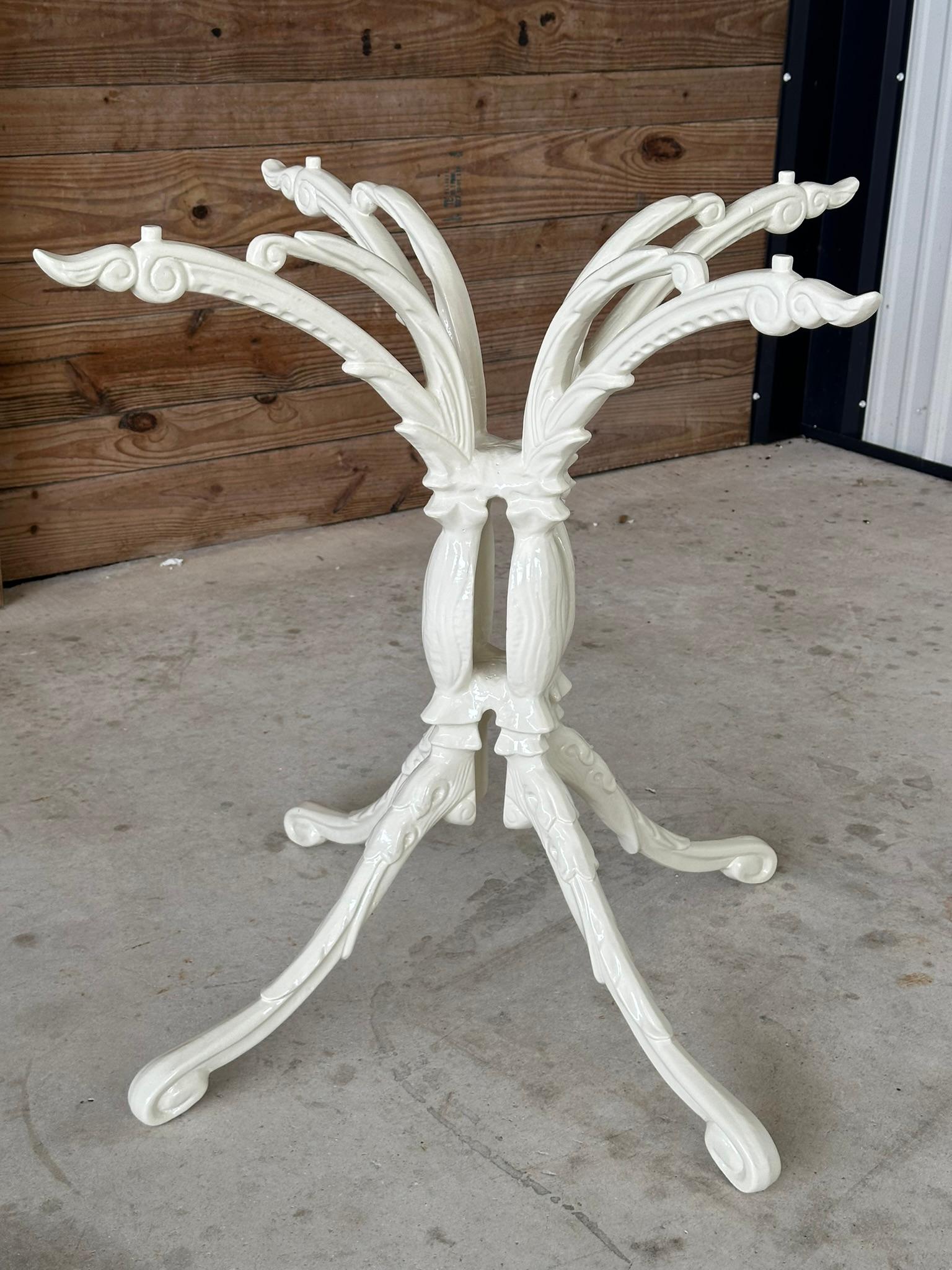 Vintage Regency Cast Aluminum Newly Powder Coated Outdoor Dining Table Base For Sale 11