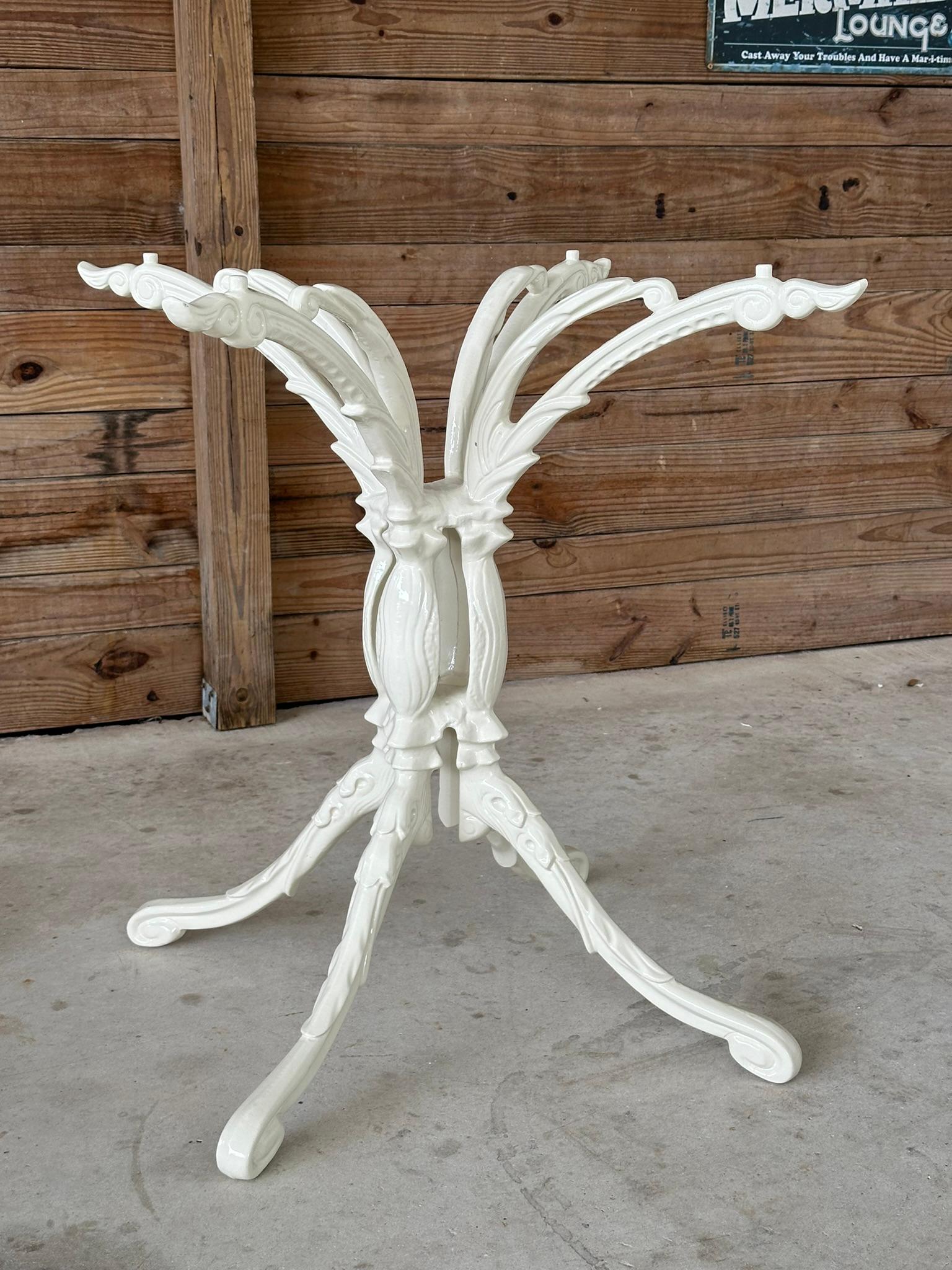 American Vintage Regency Cast Aluminum Newly Powder Coated Outdoor Dining Table Base For Sale