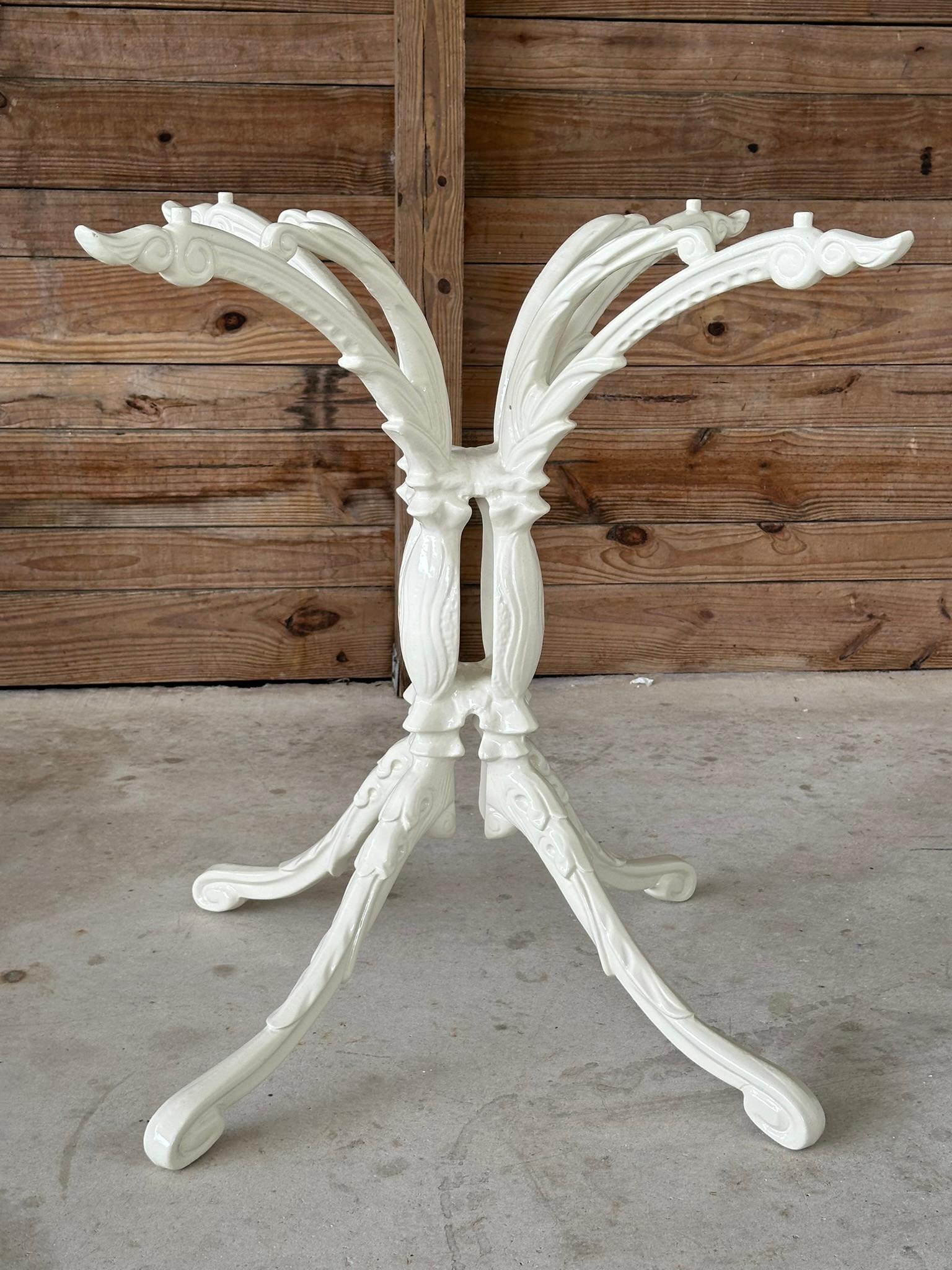 20th Century Vintage Regency Cast Aluminum Newly Powder Coated Outdoor Dining Table Base For Sale