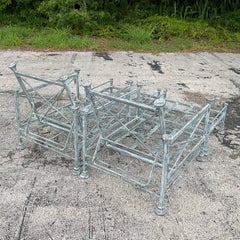 Vintage Regency Gussaluminium Outdoor Stuhl und Ottomane Set, 4 Pieces