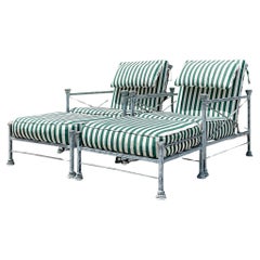Vintage Regency Cast Aluminum Outdoor Chair and Ottoman Set, 4 Pieces