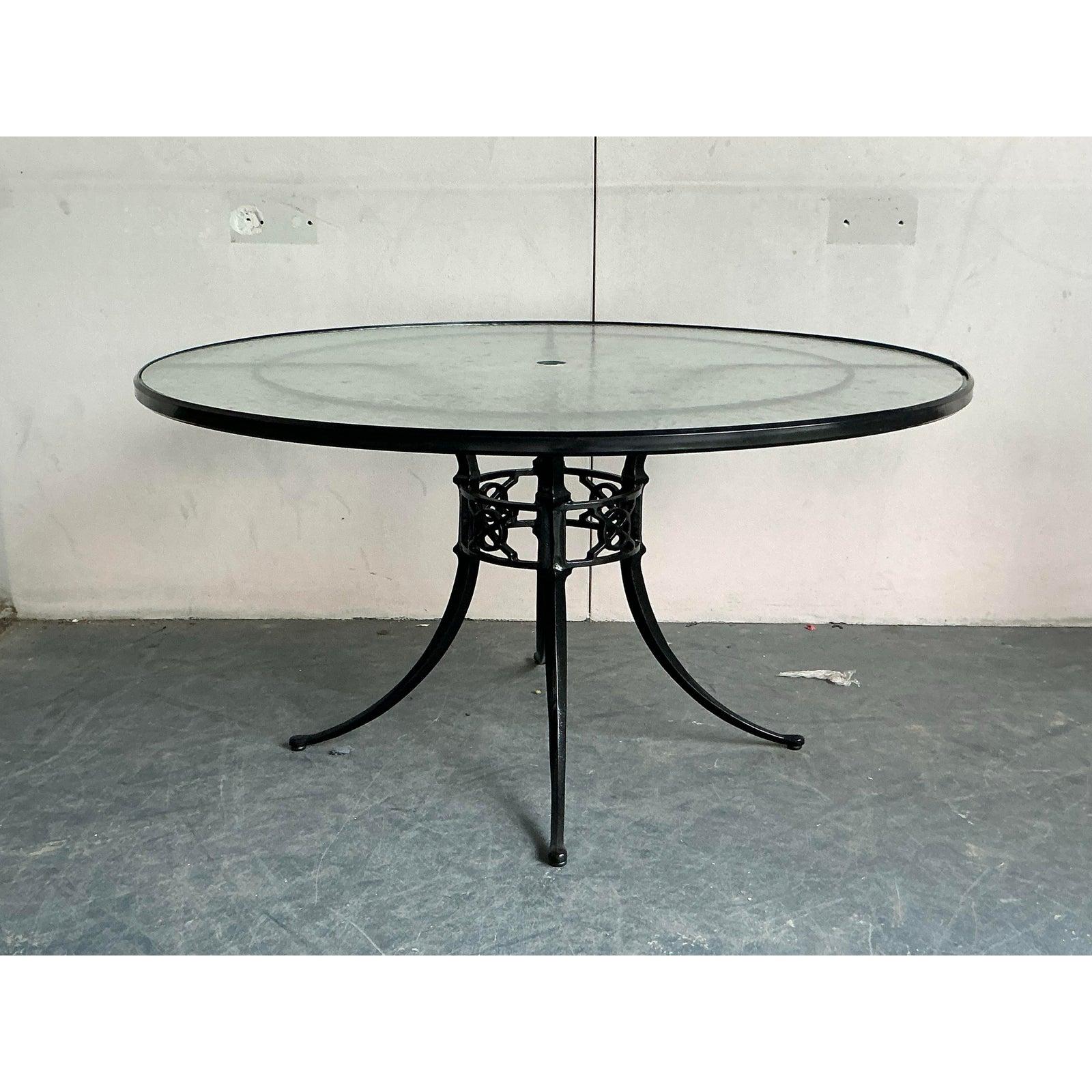 Vintage Regency Cast Aluminum Outdoor Dining Tables - Set of 2 For Sale 2