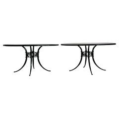 Vintage Regency Cast Aluminum Outdoor Dining Tables - Set of 2