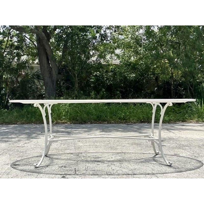 American Vintage Regency Cast Aluminum Oval Outdoor Dining Table For Sale