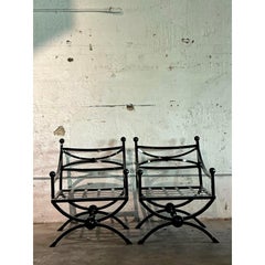 Vintage Regency Cast Aluminum Sloped Arm Sofa