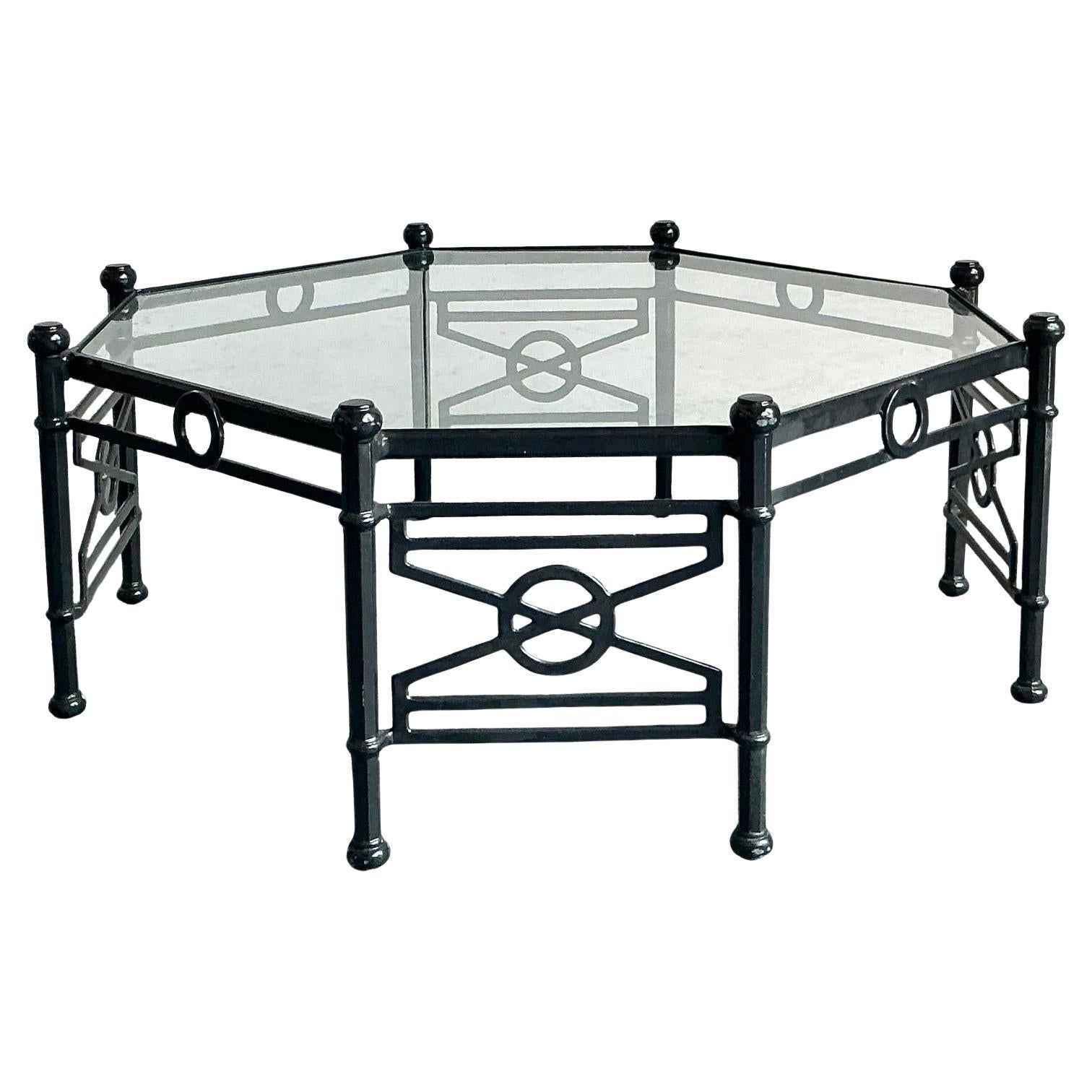 Vintage Regency Cast Aluminum Target Coffee Table For Sale