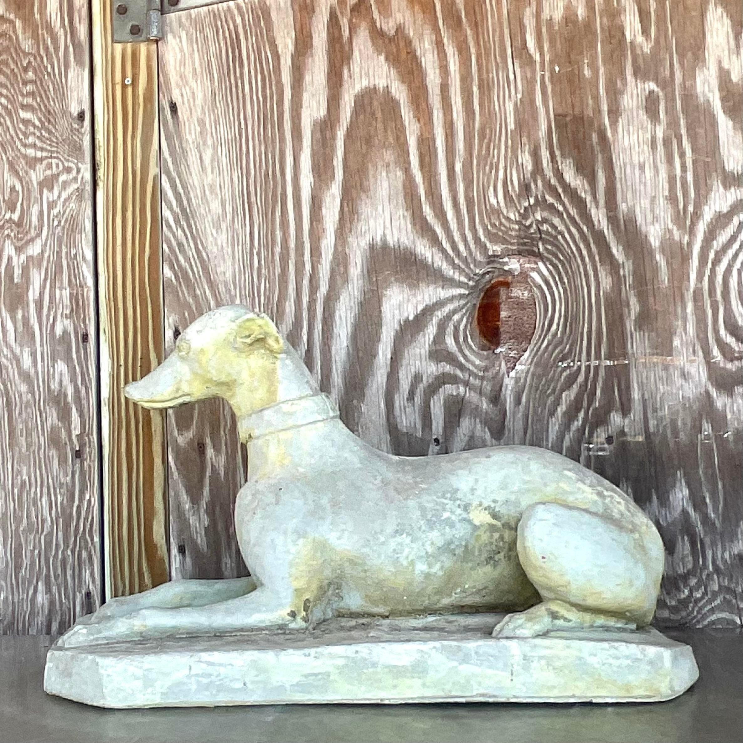 20th Century Vintage Regency Cast Cement Greyhound For Sale