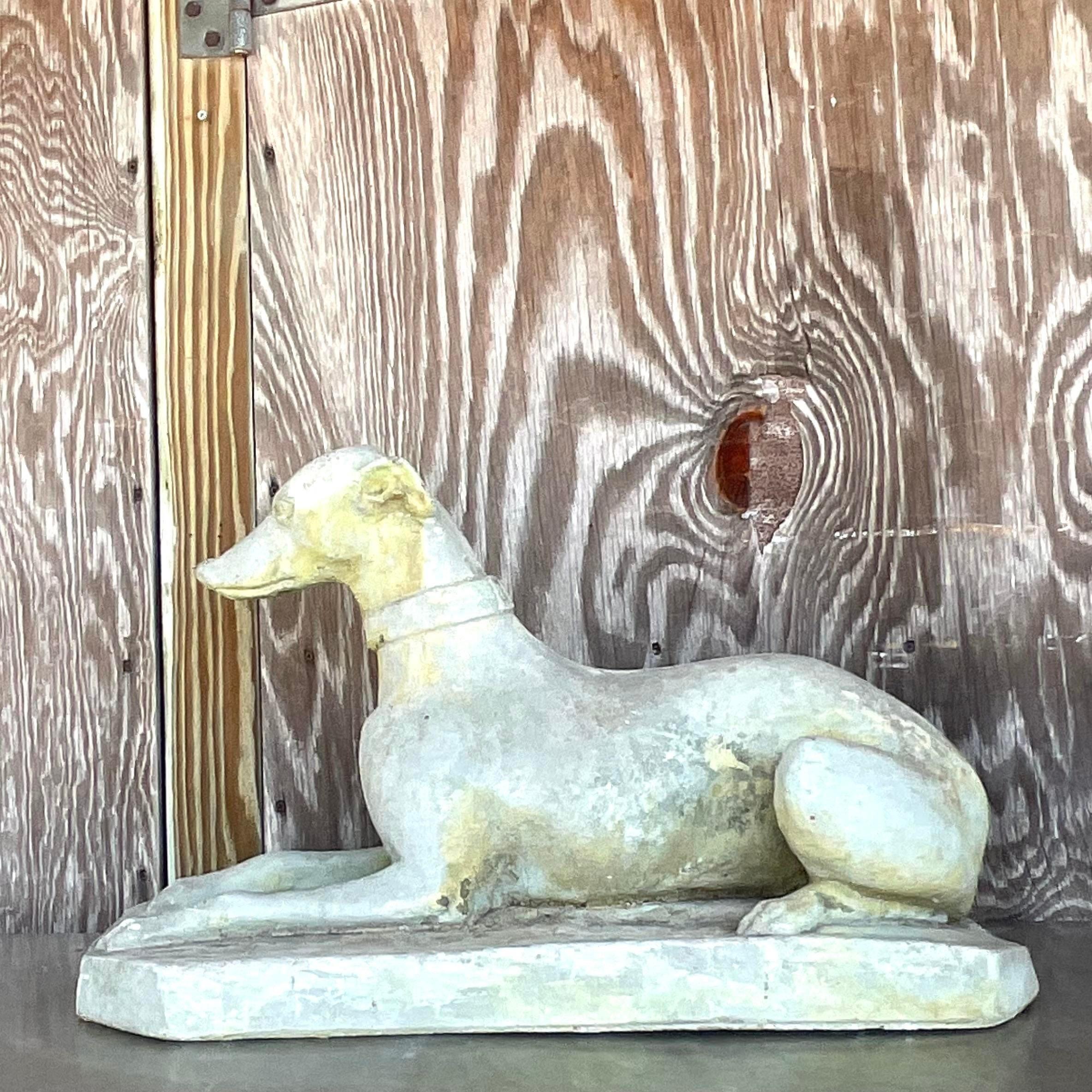 Concrete Vintage Regency Cast Cement Greyhound For Sale