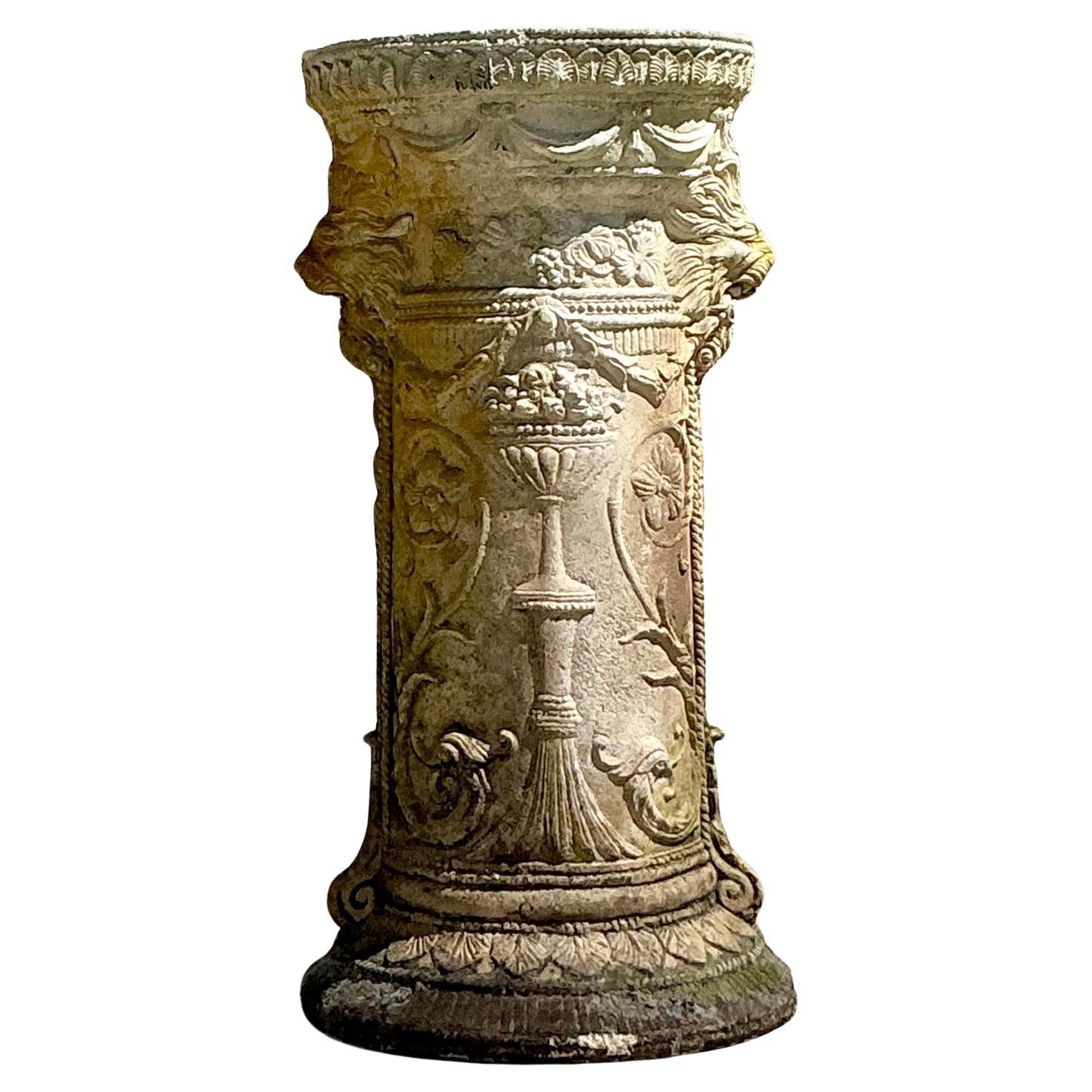 Vintage Regency Cast Cement Swag Pedestal